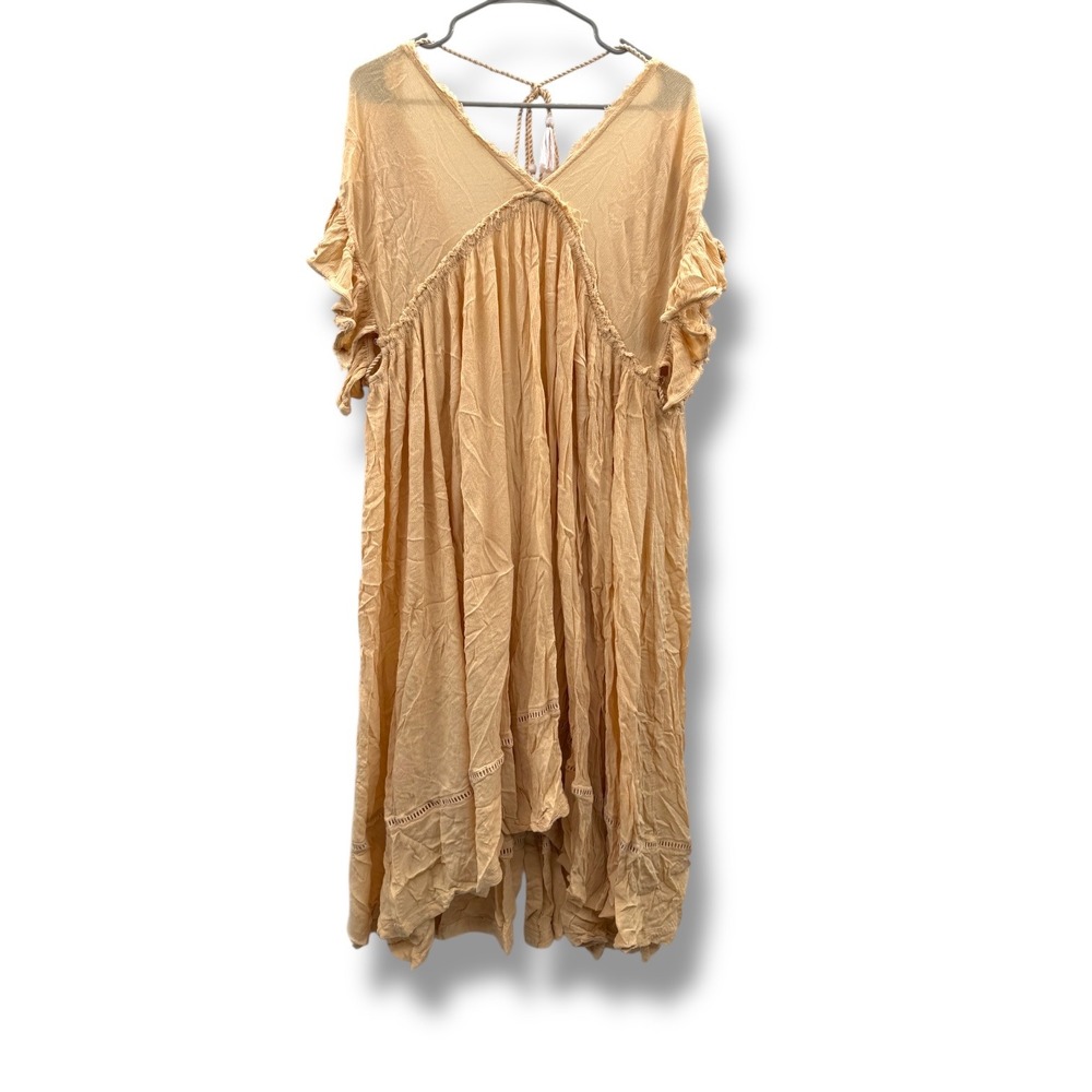 Free People Will Wait For You Dress Women's Medium Natural Boho Ruffle Festival - Picture 3 of 9